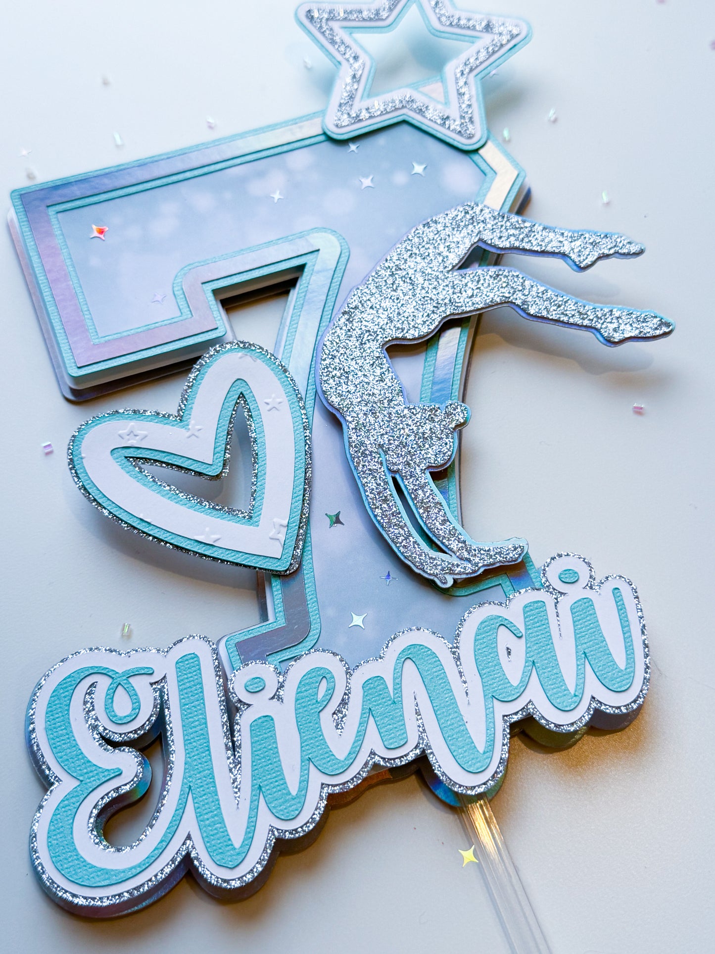 Mint Green/Blue Gymnastic Cake Topper, Gymnastic Birthday Party, Gymnastic Party