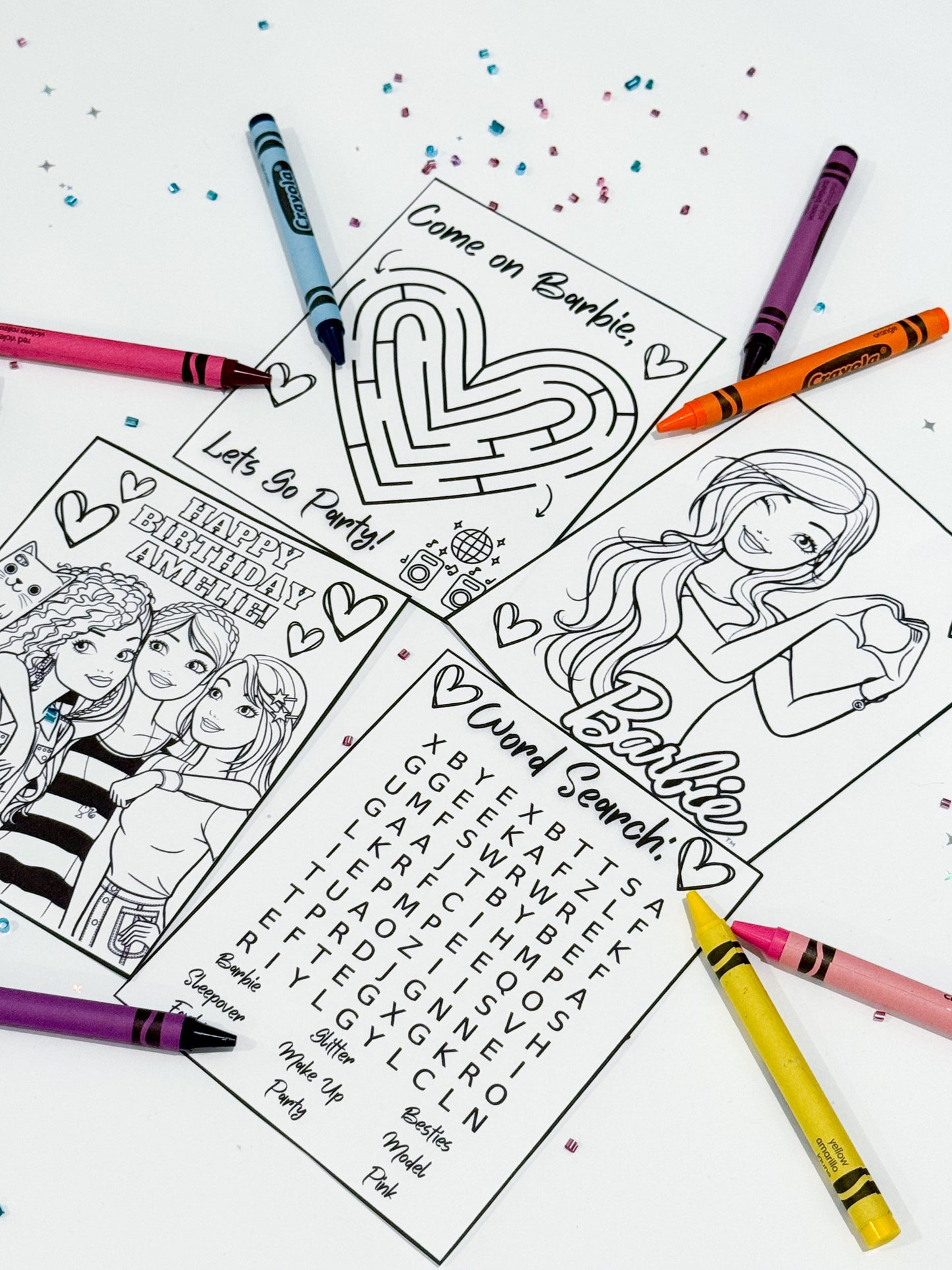 Barbie & Friends Coloring Kits, Barbie & Friends Activity Worksheets, Barbie Party Favors