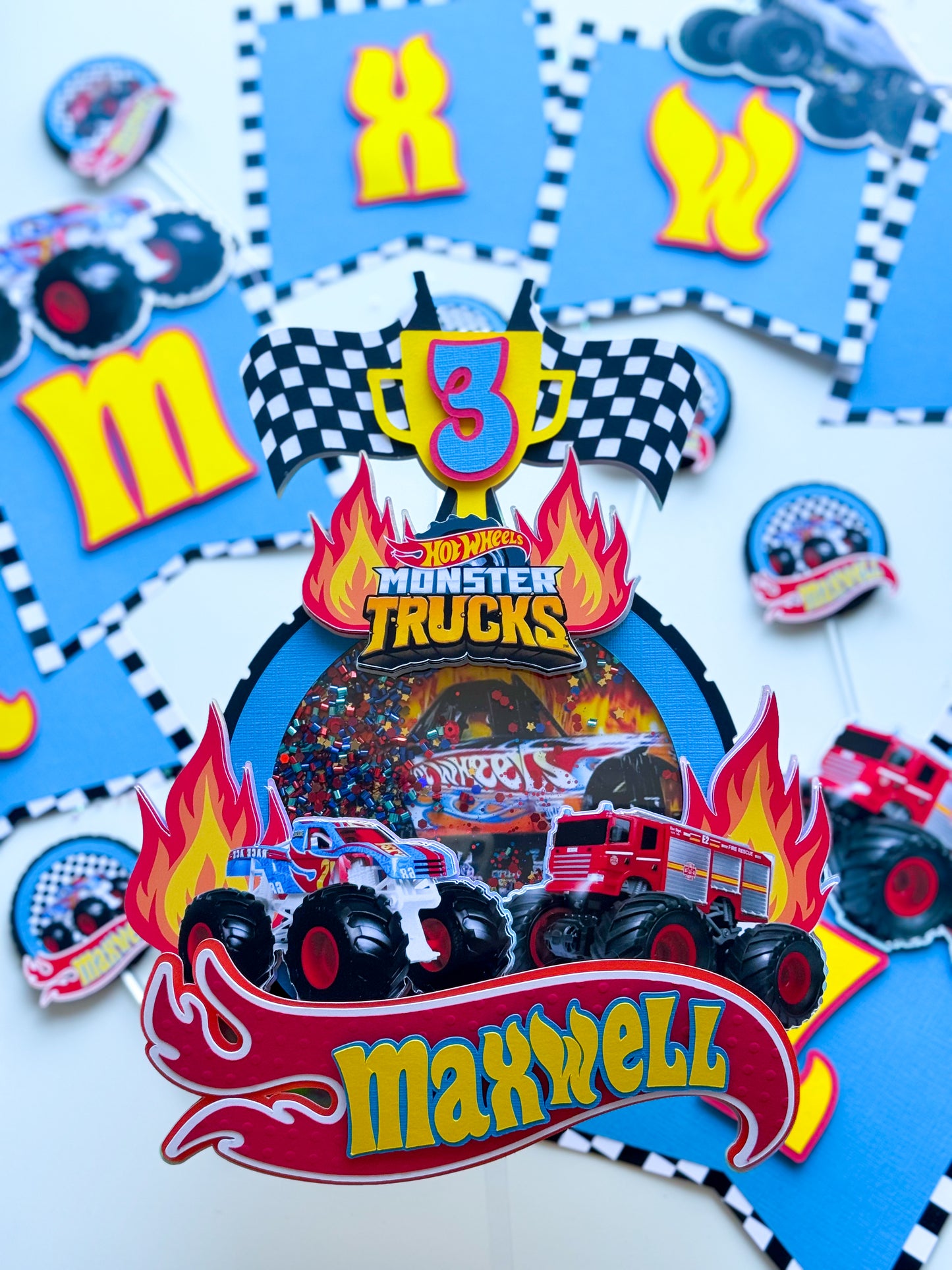 Monster Trucks Cake Topper, Monster Trucks Birthday Party, Monster Trucks Banner, Monster Trucks Party Favors