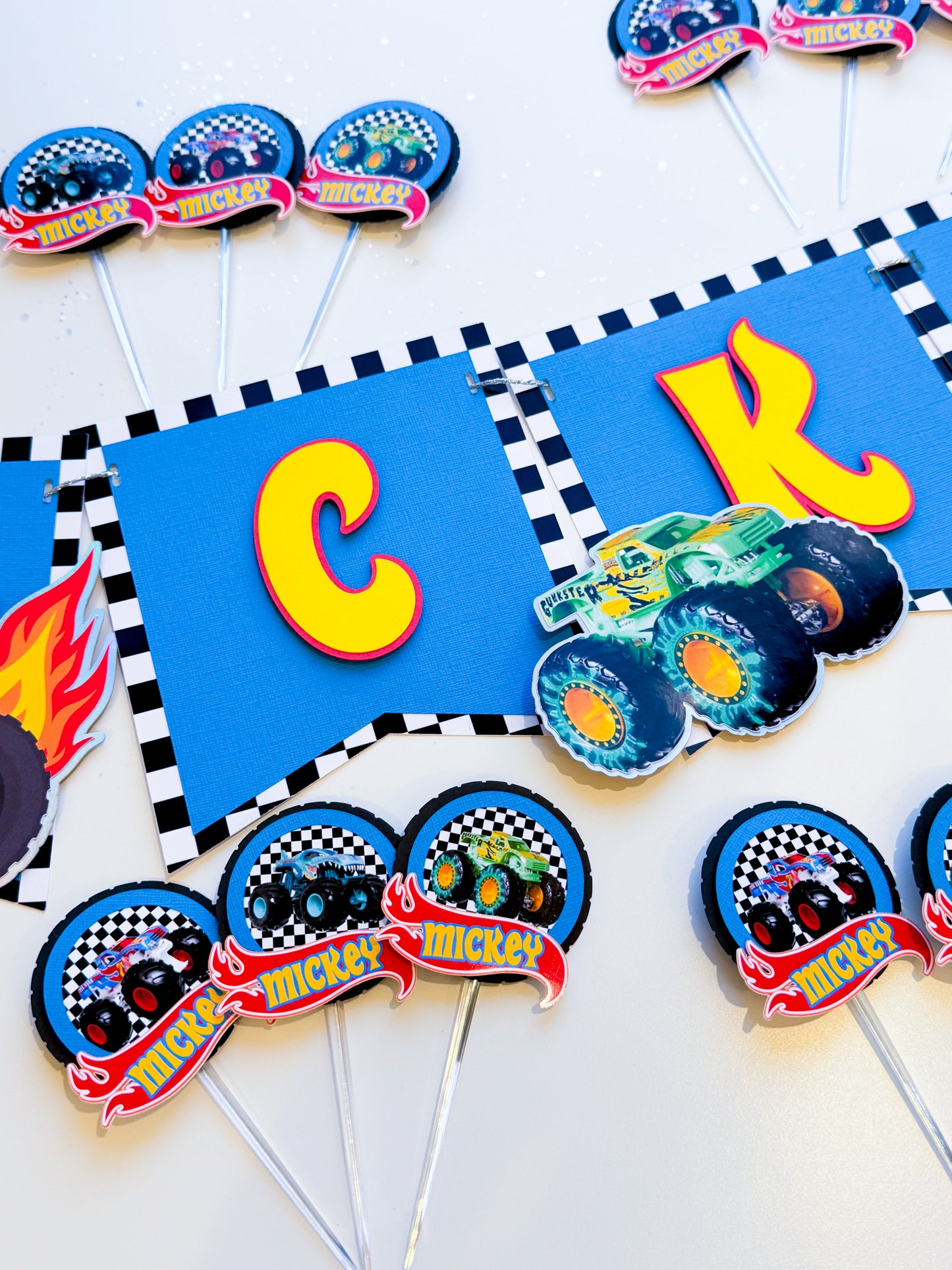 Monster Trucks Cake Topper, Monster Trucks Birthday Party, Monster Trucks Banner, Monster Trucks Party Favors