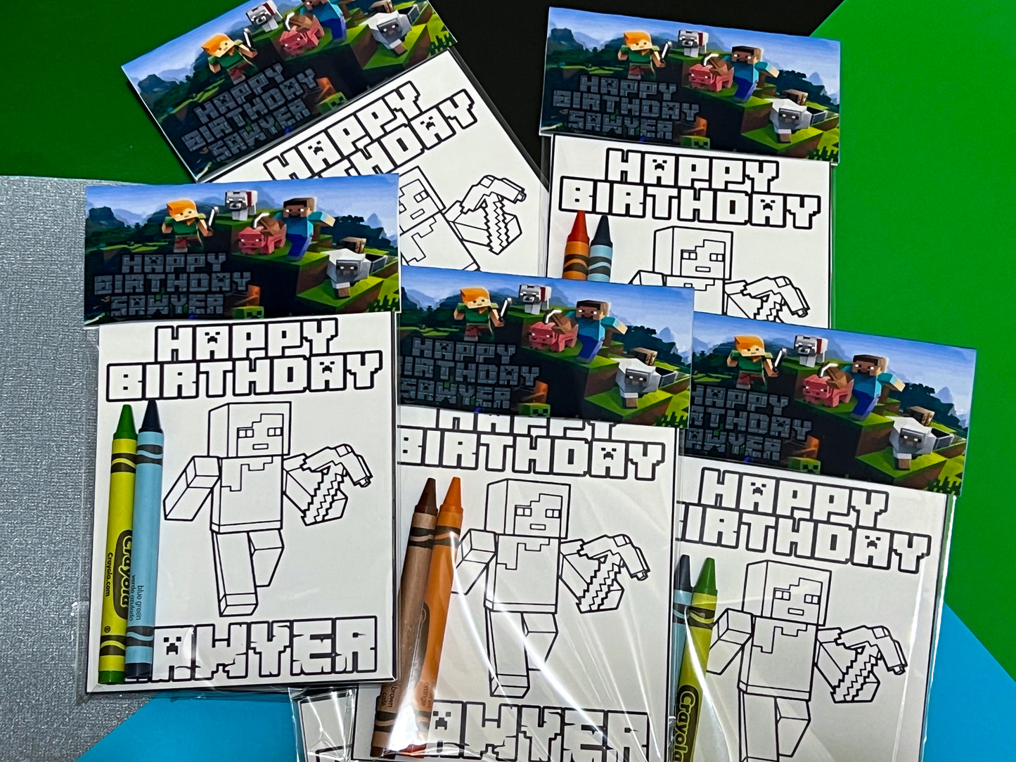 Minecraft Coloring Kits, Minecraft Activity sheets, Minecraft Party Favors