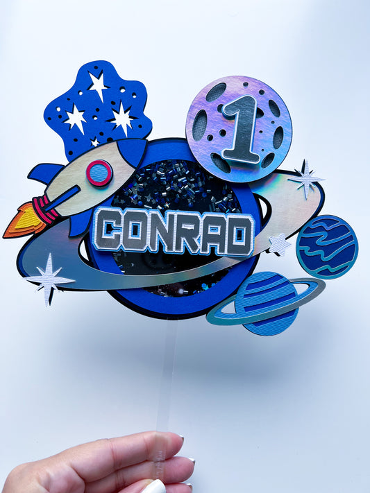 Space Theme Birthday Party, Astronaut Birthday Theme, First Trip around the Sun Cake Topper, Astronaut Shaker Cake Topper, Space Theme Cake Topper