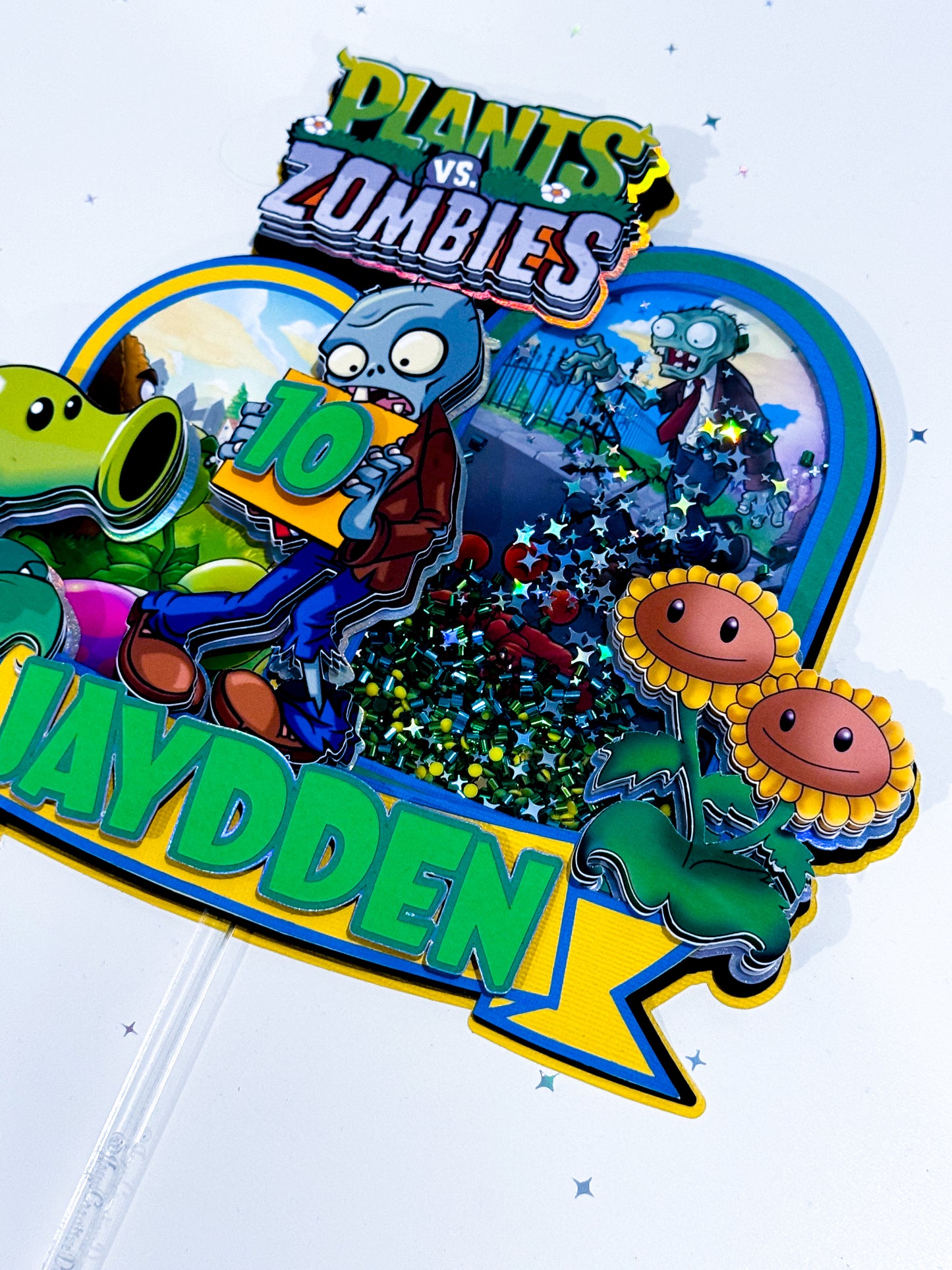 Plants Vs Zombies Birthday Party, Video Game Cake Topper,