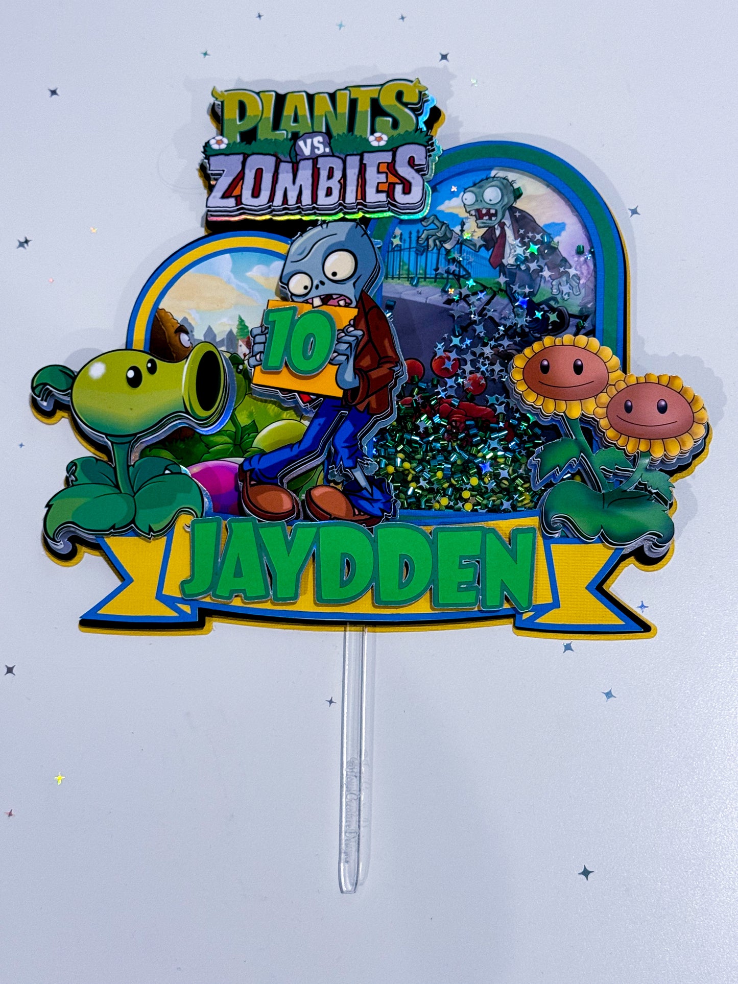 Plants Vs Zombies Birthday Party, Video Game Cake Topper,