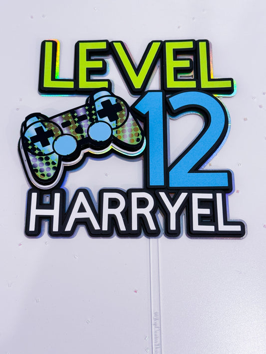 Gamer Cake Topper, Video Game Birthday Cake Topper, Gaming Birthday Cake Topper, Gaming Birthday Party, Level Up Birthday Party Topper