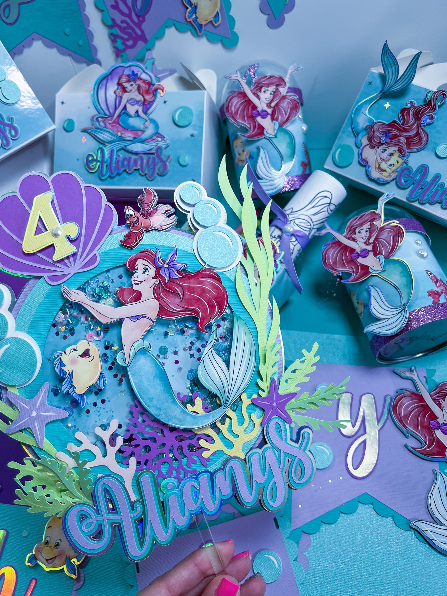 Little Mermaid Birthday Party, Little Mermaid Personalized Party Bundle, Mermaid Cake Topper, Little Mermaid Party Favors