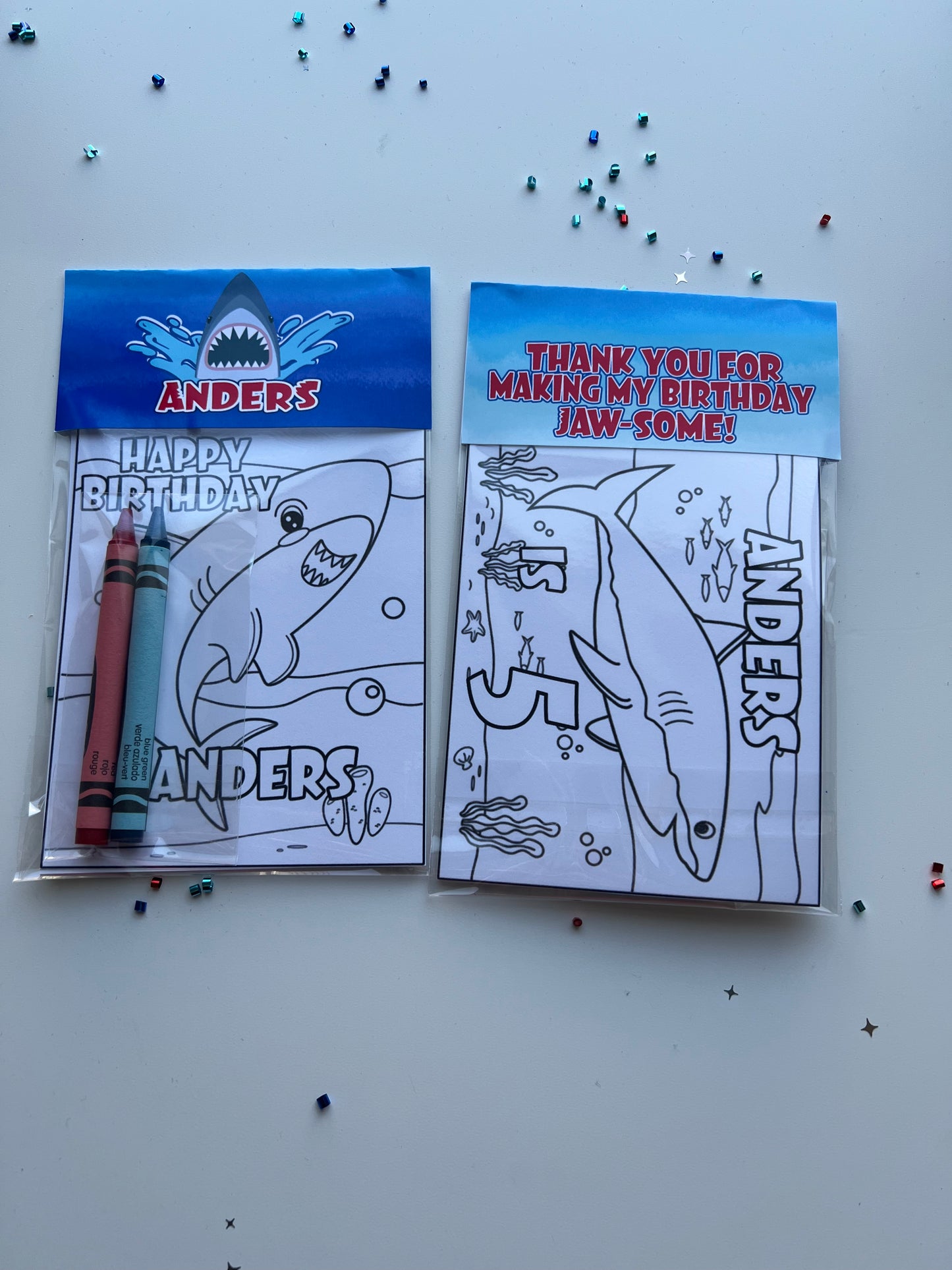 Shark Coloring Kits, Shark Party Favors, Shark Birthday Theme Favors