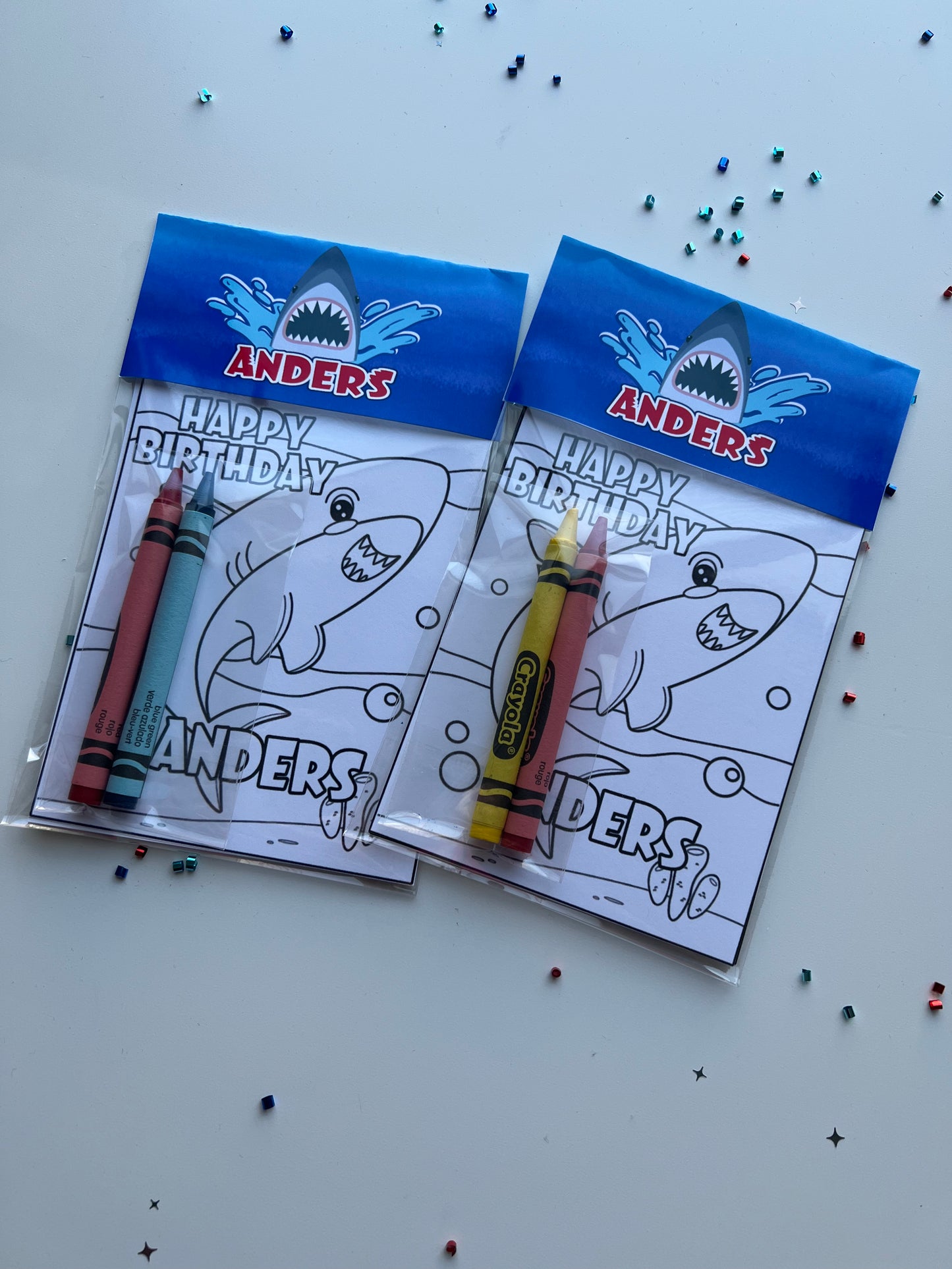 Shark Coloring Kits, Shark Party Favors, Shark Birthday Theme Favors