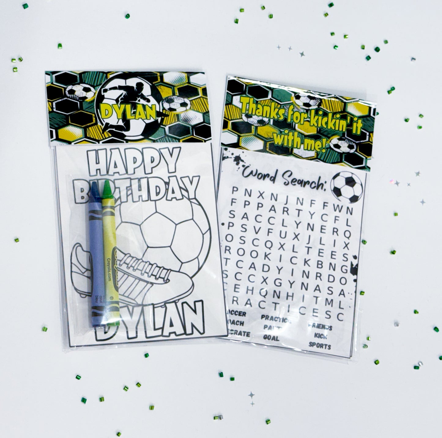 Soccer Theme Coloring Kits, Soccer Activity WorkSheets, Soccer Party Favors